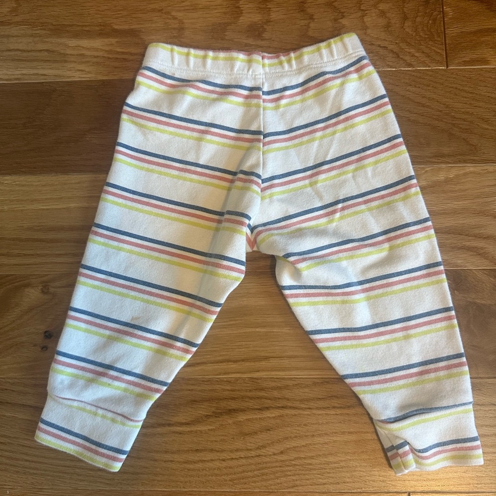 Pact Baby Striped Leggings in White with Pastel Stripes 9-12m - Picture 2 of 3